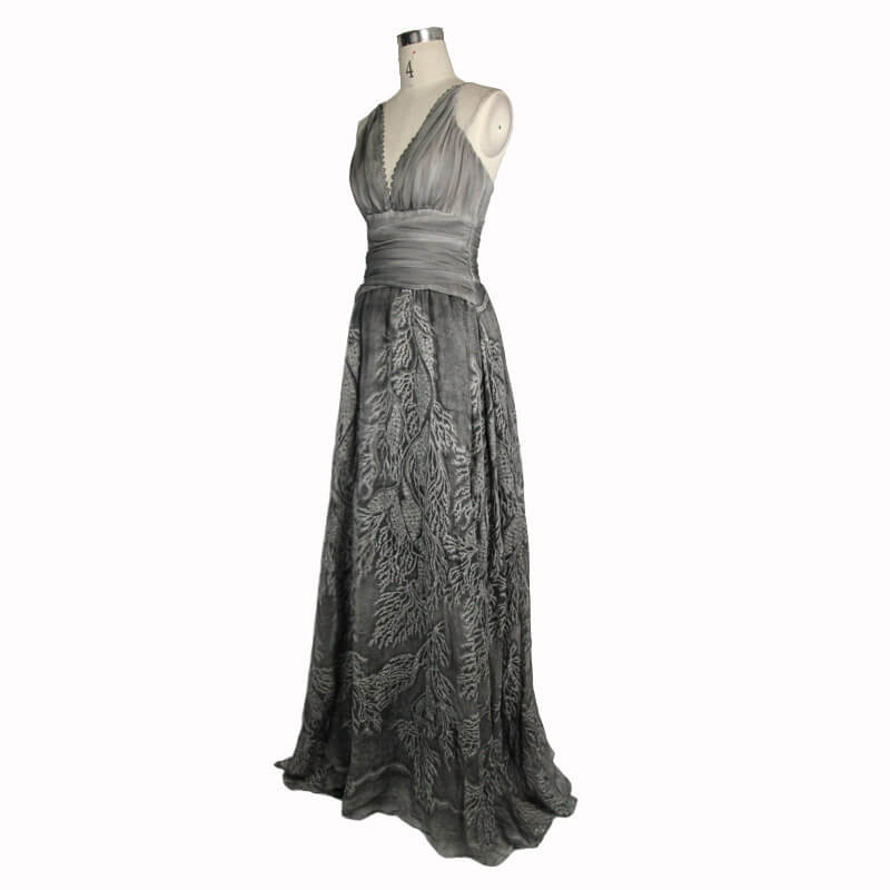 Gothic Gray Sexy Deep V Backless Dress for Women / Ladies Long Dress / Punk Fashion - image 4