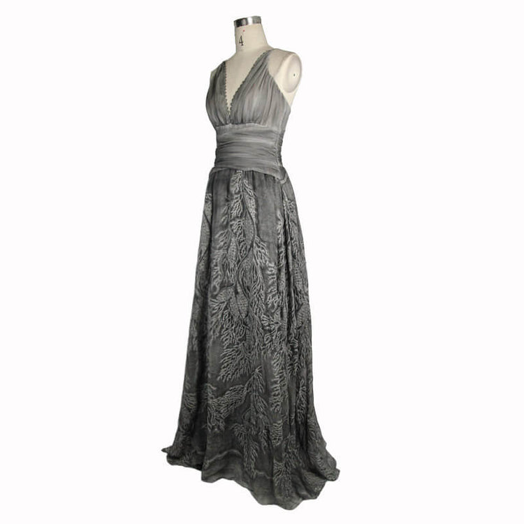 Gothic Gray Sexy Deep V Backless Dress for Women / Ladies Long Dress / Punk Fashion - image 4