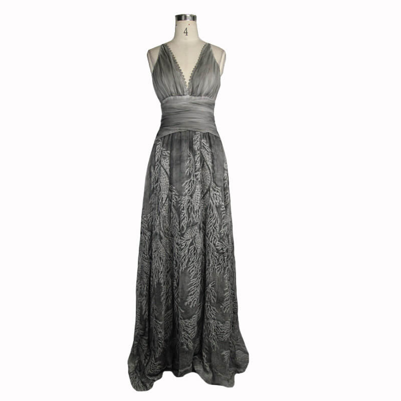 Gothic Gray Sexy Deep V Backless Dress for Women / Ladies Long Dress / Punk Fashion - image 3