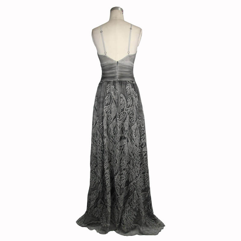 Gothic Gray Sexy Deep V Backless Dress for Women / Ladies Long Dress / Punk Fashion - image 5