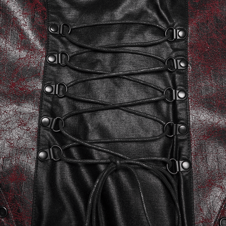 Gothic Halter Dress with Lace-Up Waist and Zipper Split - image 8