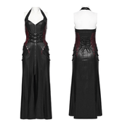 Gothic Halter Dress with Lace-Up Waist and Zipper Split - image 3
