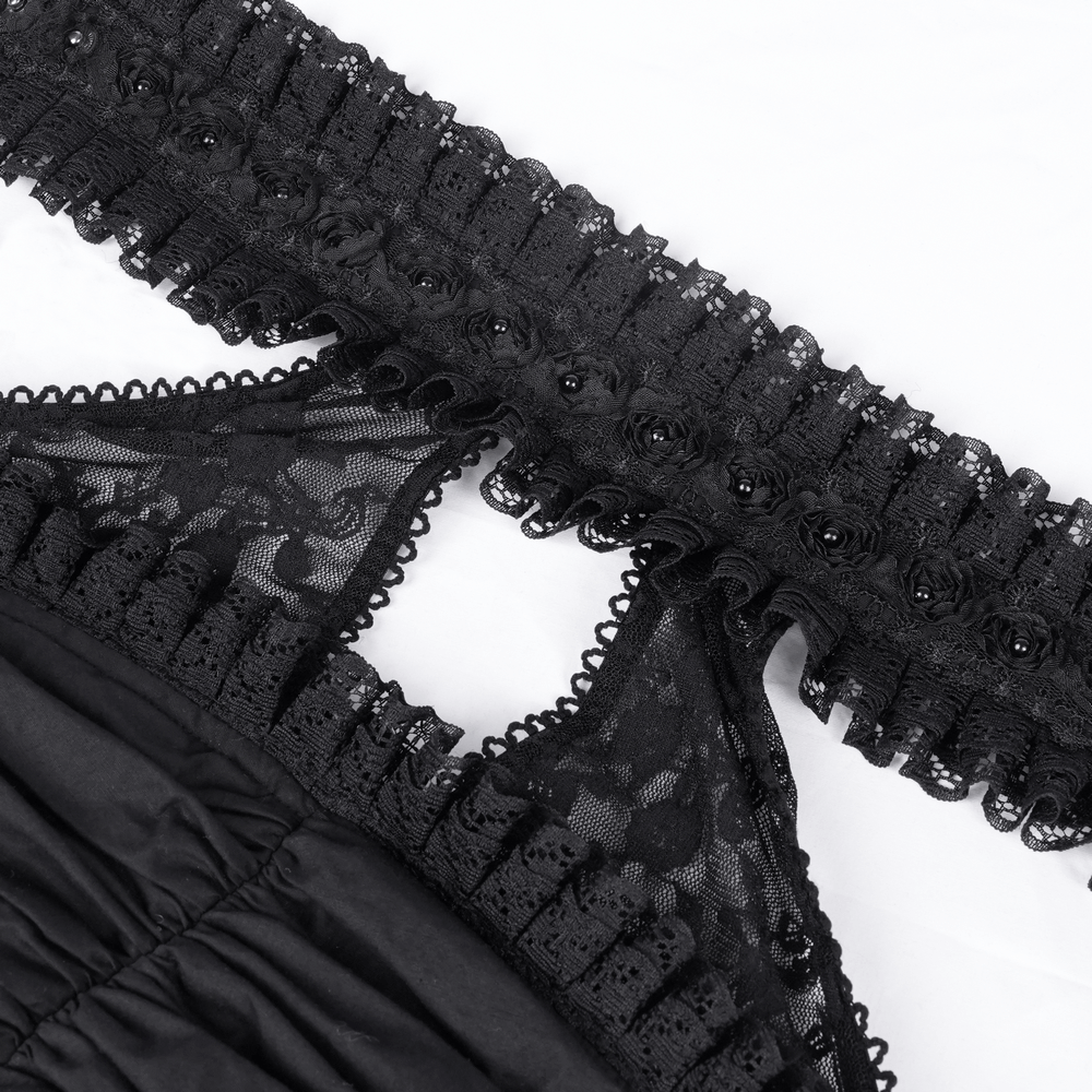 Gothic Halter Lace Mini Dress with Cross and Tapes - image 6