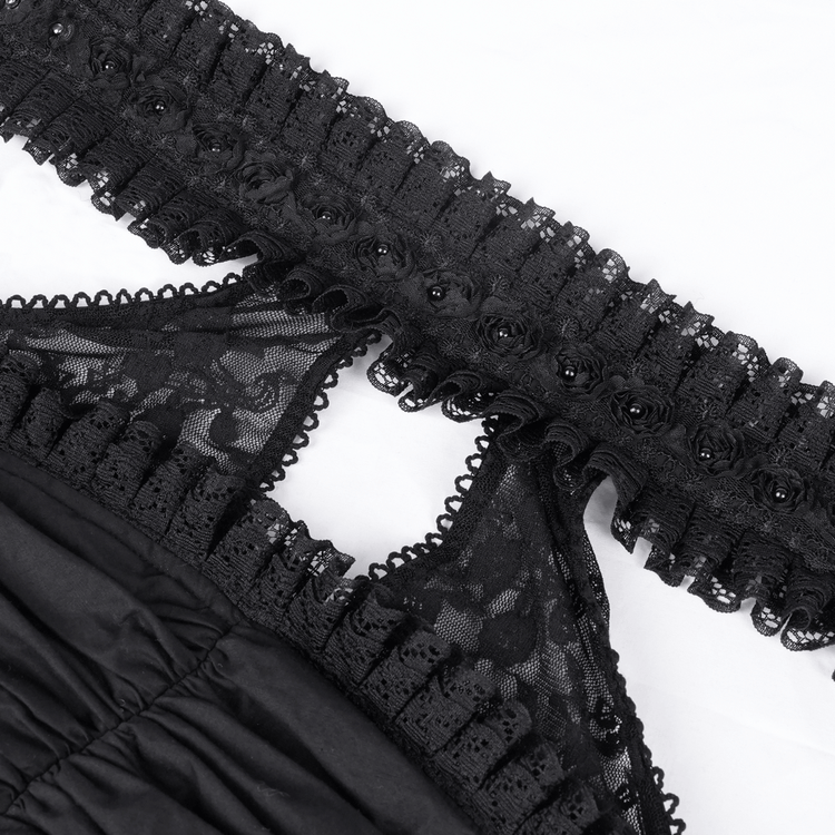 Gothic Halter Lace Mini Dress with Cross and Tapes - image 6
