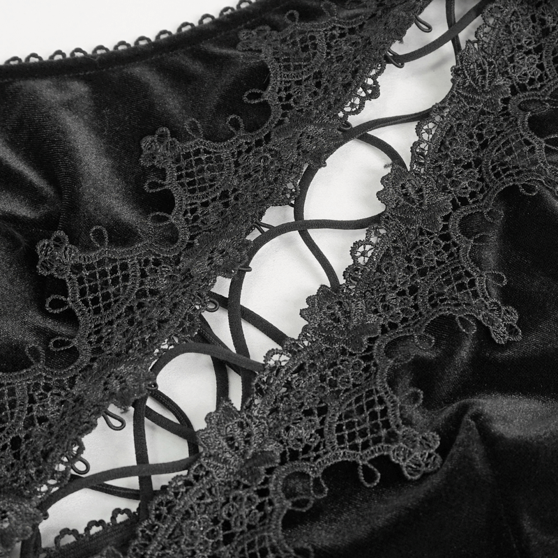 Gothic Halterneck Velvet Short Dress / Sexy Open Back Black Dress for Women - image 15
