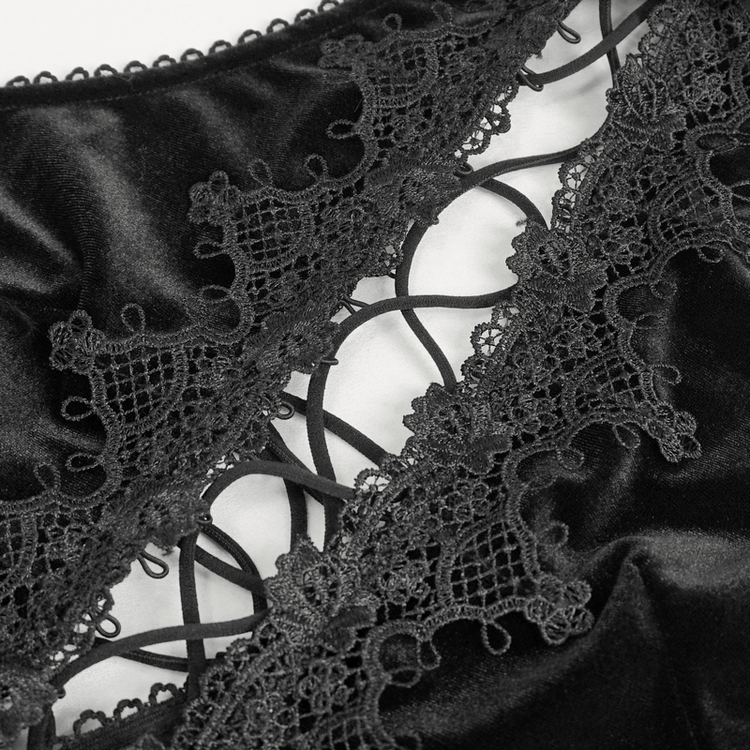 Gothic Halterneck Velvet Short Dress / Sexy Open Back Black Dress for Women - image 15
