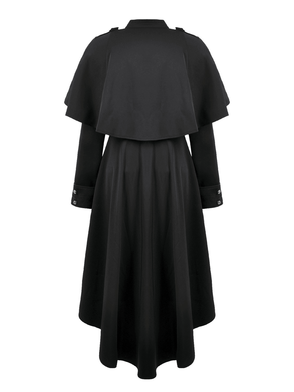 Gothic High Low Coat Dress with Cape and Silver Buttons - image 5