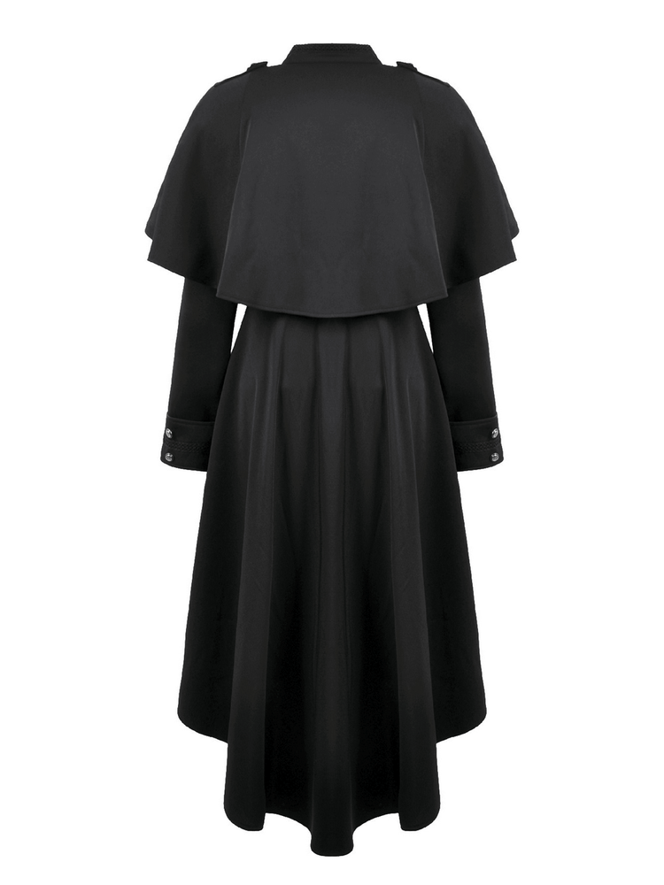 Gothic High Low Coat Dress with Cape and Silver Buttons - image 5