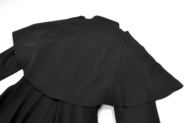 Gothic High Low Coat Dress with Cape and Silver Buttons - image 8