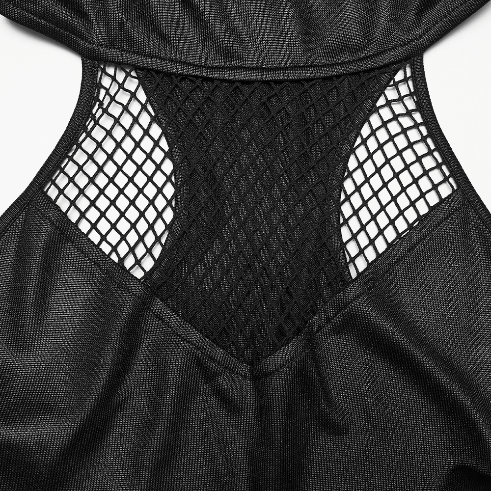 Gothic Hooded Asymmetric Mesh Dress for Women - image 7