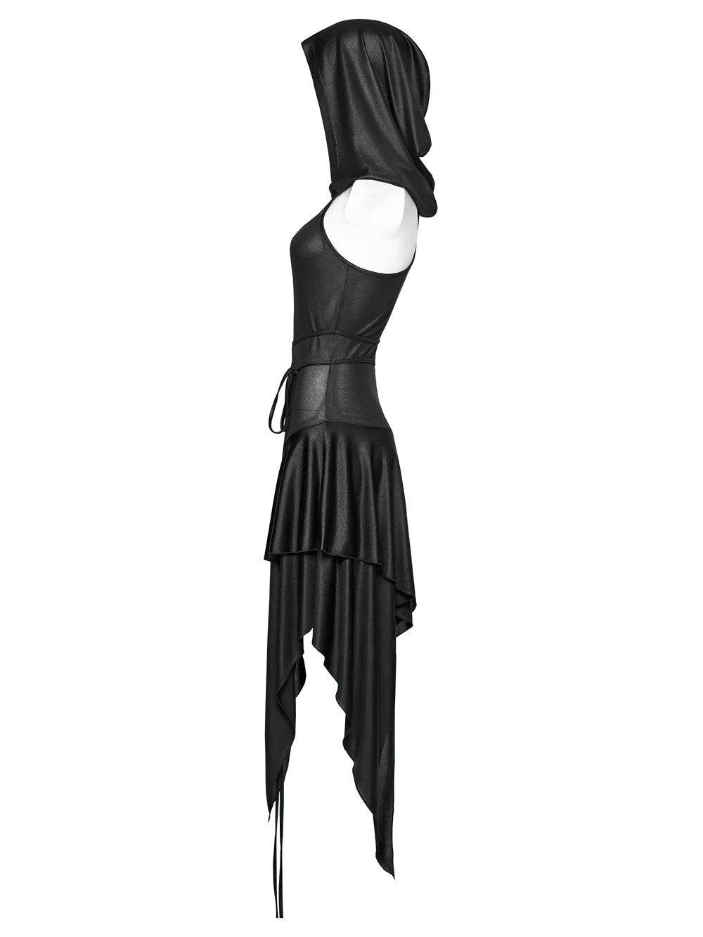 Gothic Hooded Asymmetric Mesh Dress for Women - image 5