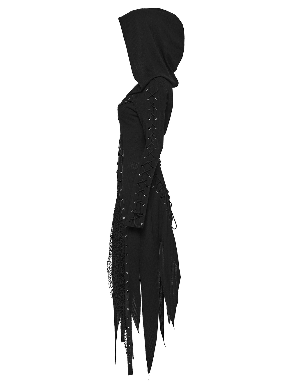 Gothic Hooded Knit Dress with Asymmetrical Hem - image 5