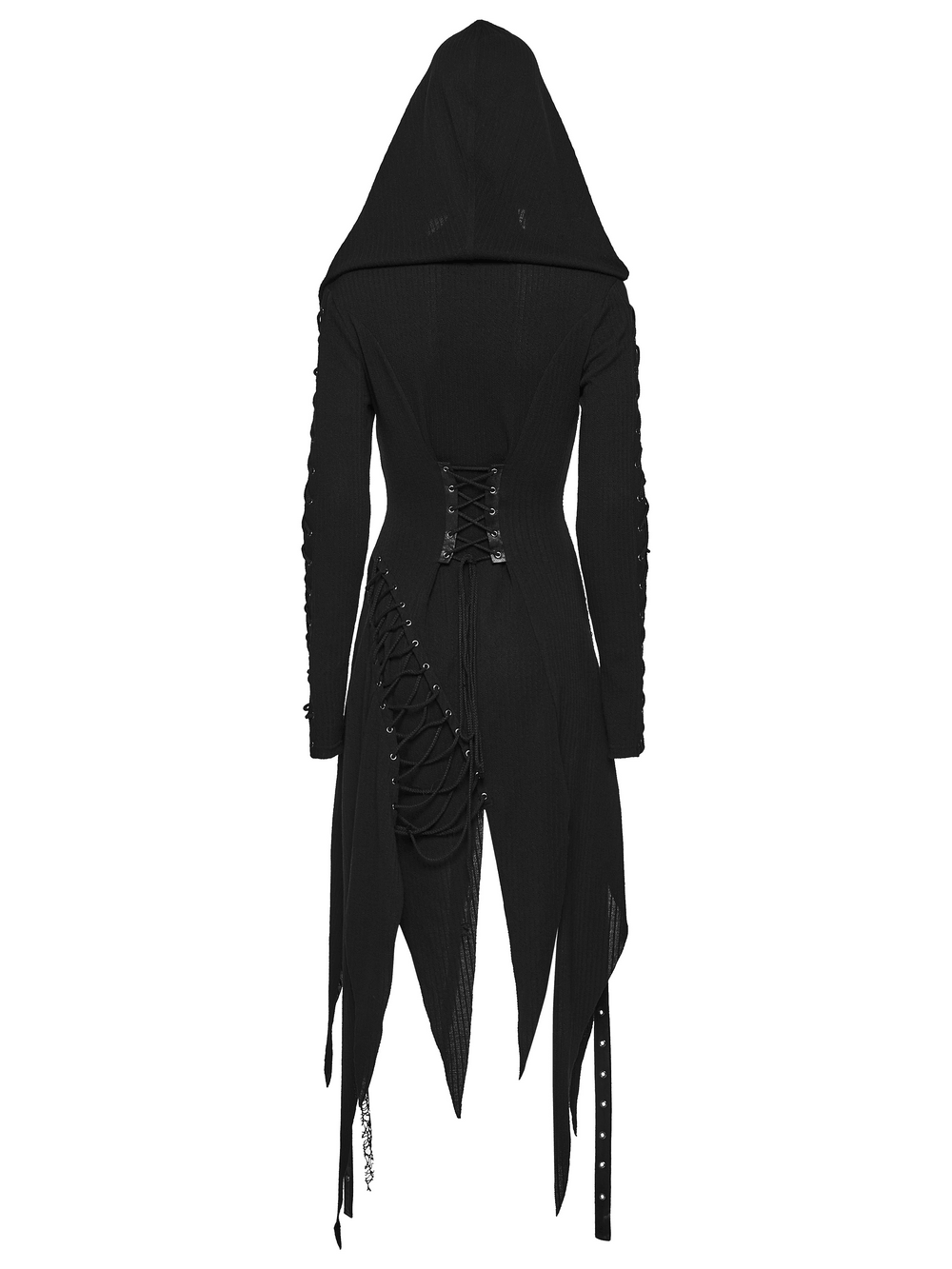 Gothic Hooded Knit Dress with Asymmetrical Hem - image 6