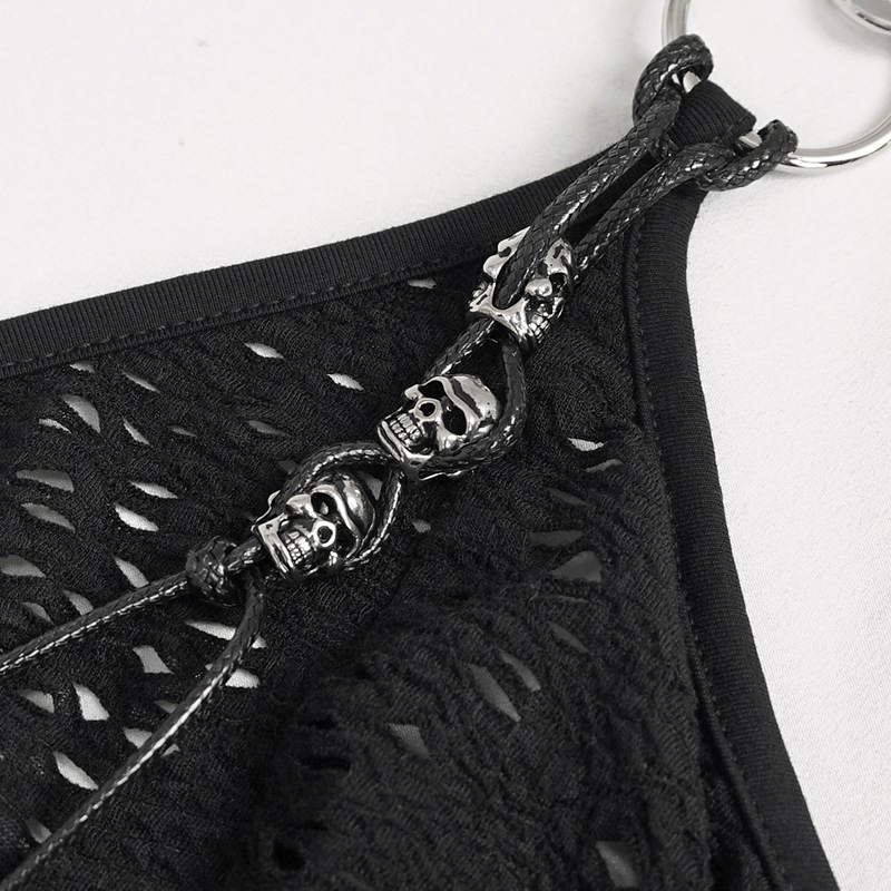 Gothic Irregular Ripped Chain Dress for Women / Sexy Ladies Black Bared Back Dress - image 12