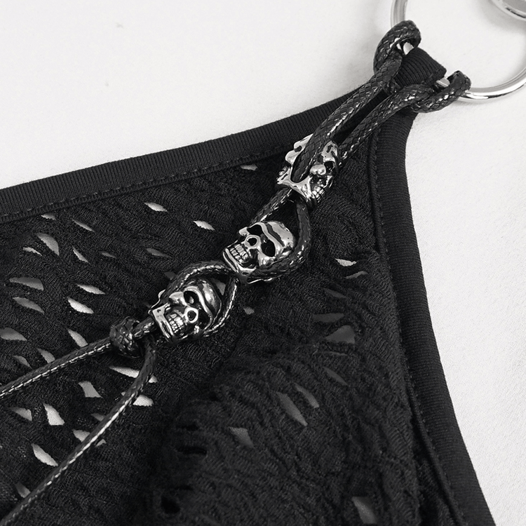Gothic Irregular Ripped Chain Dress for Women / Sexy Ladies Black Bared Back Dress - image 12