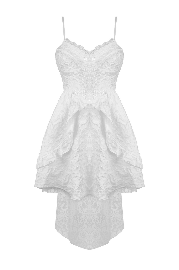 Gothic Jacquard Hi-Low Wedding Dress - Embroidered Elegance - image 4
