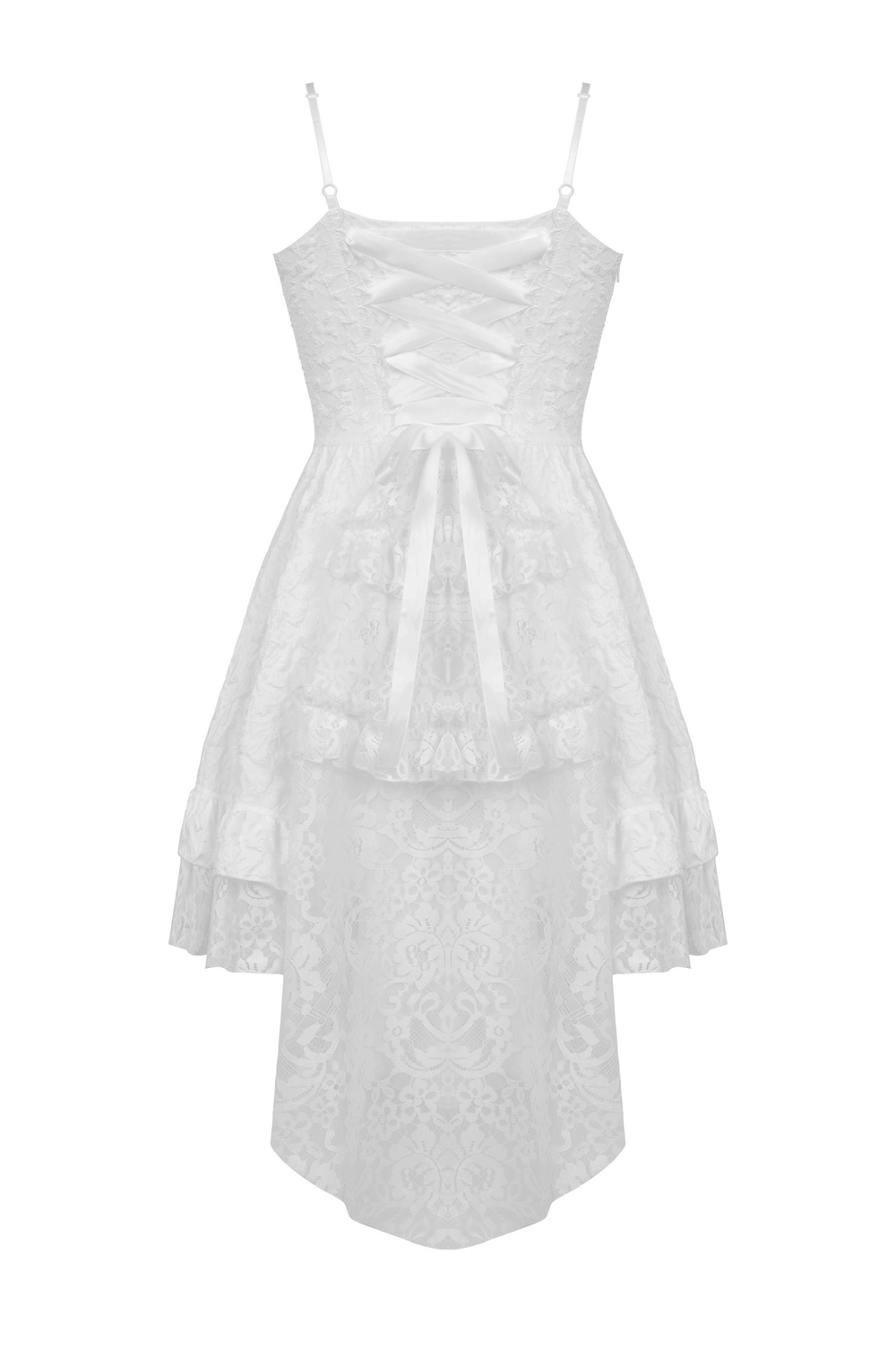 Gothic Jacquard Hi-Low Wedding Dress - Embroidered Elegance - image 5