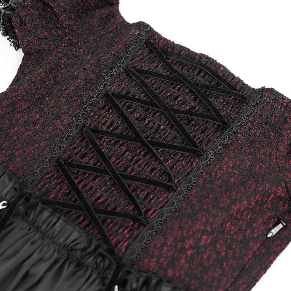 Gothic Lace-Back Maxi Dress with Chain Detail and Lacing - image 9