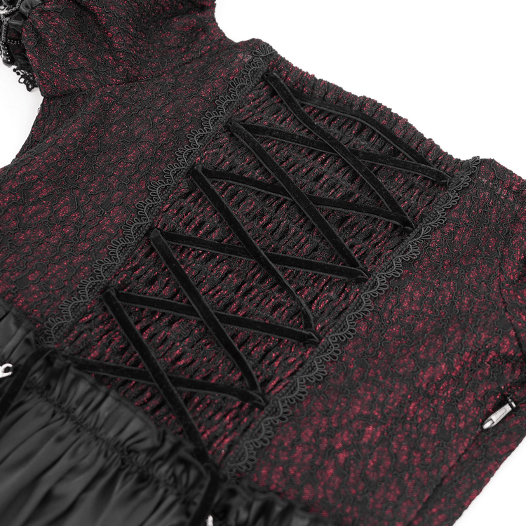 Gothic Lace-Back Maxi Dress with Chain Detail and Lacing - image 9