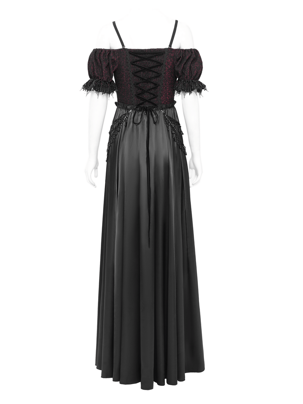 Gothic Lace-Back Maxi Dress with Chain Detail and Lacing - image 6
