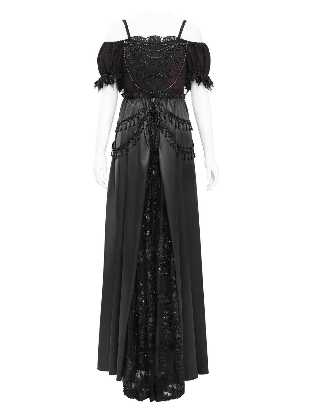 Gothic Lace-Back Maxi Dress with Chain Detail and Lacing - image 4