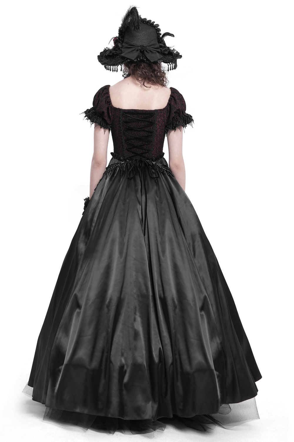 Gothic Lace-Back Maxi Dress with Chain Detail and Lacing - image 2