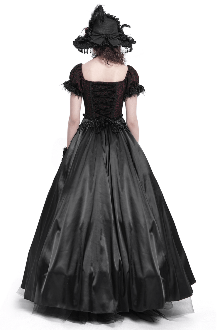 Gothic Lace-Back Maxi Dress with Chain Detail and Lacing - image 2