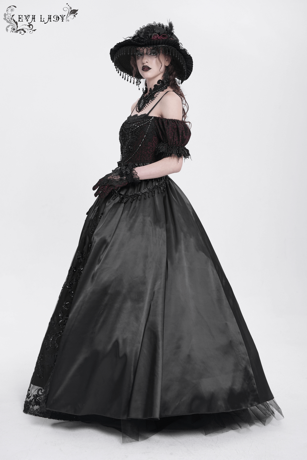 Gothic Lace-Back Maxi Dress with Chain Detail and Lacing - image 16