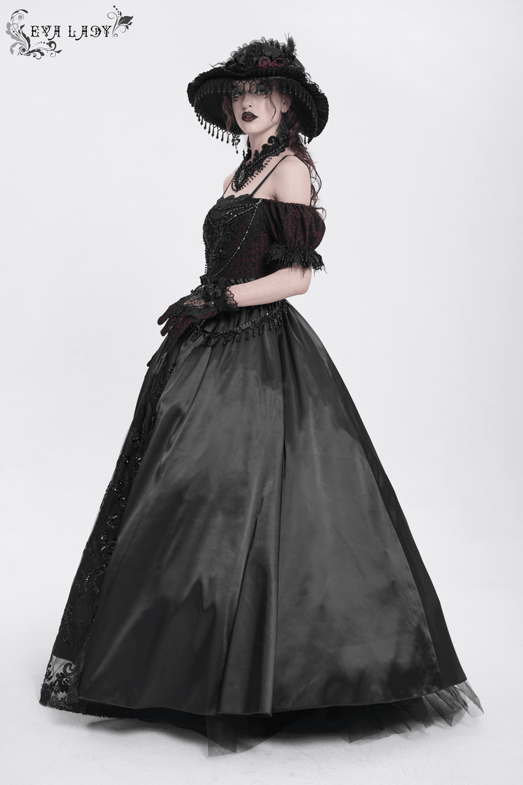 Gothic Lace-Back Maxi Dress with Chain Detail and Lacing - image 16
