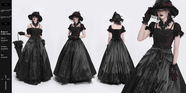 Gothic Lace-Back Maxi Dress with Chain Detail and Lacing - image 18
