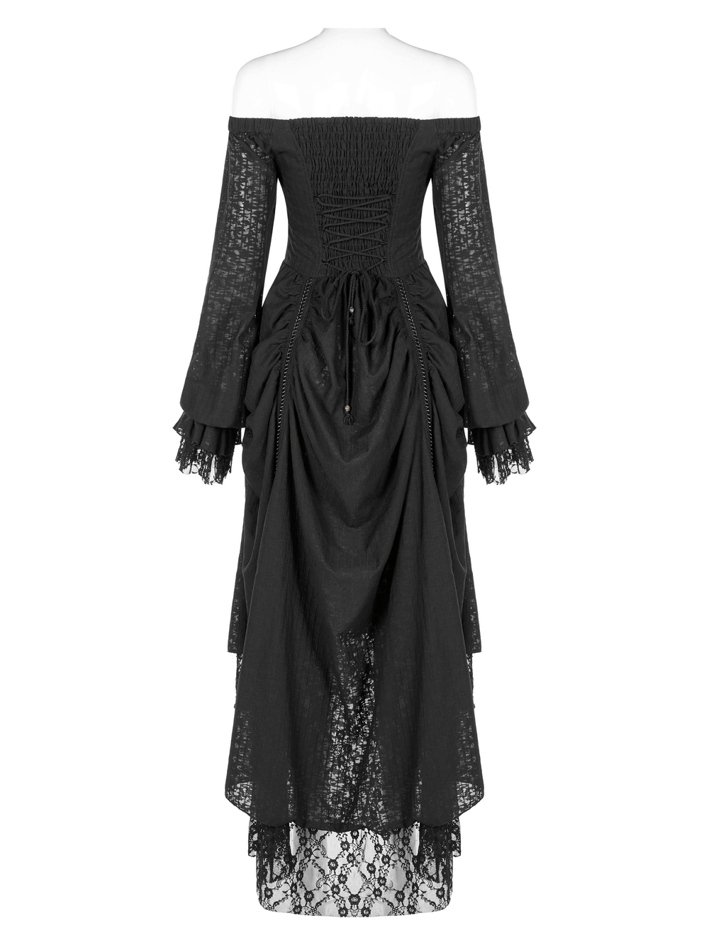 Gothic Lace Dress with Off-Shoulder and Lantern Sleeves - image 7
