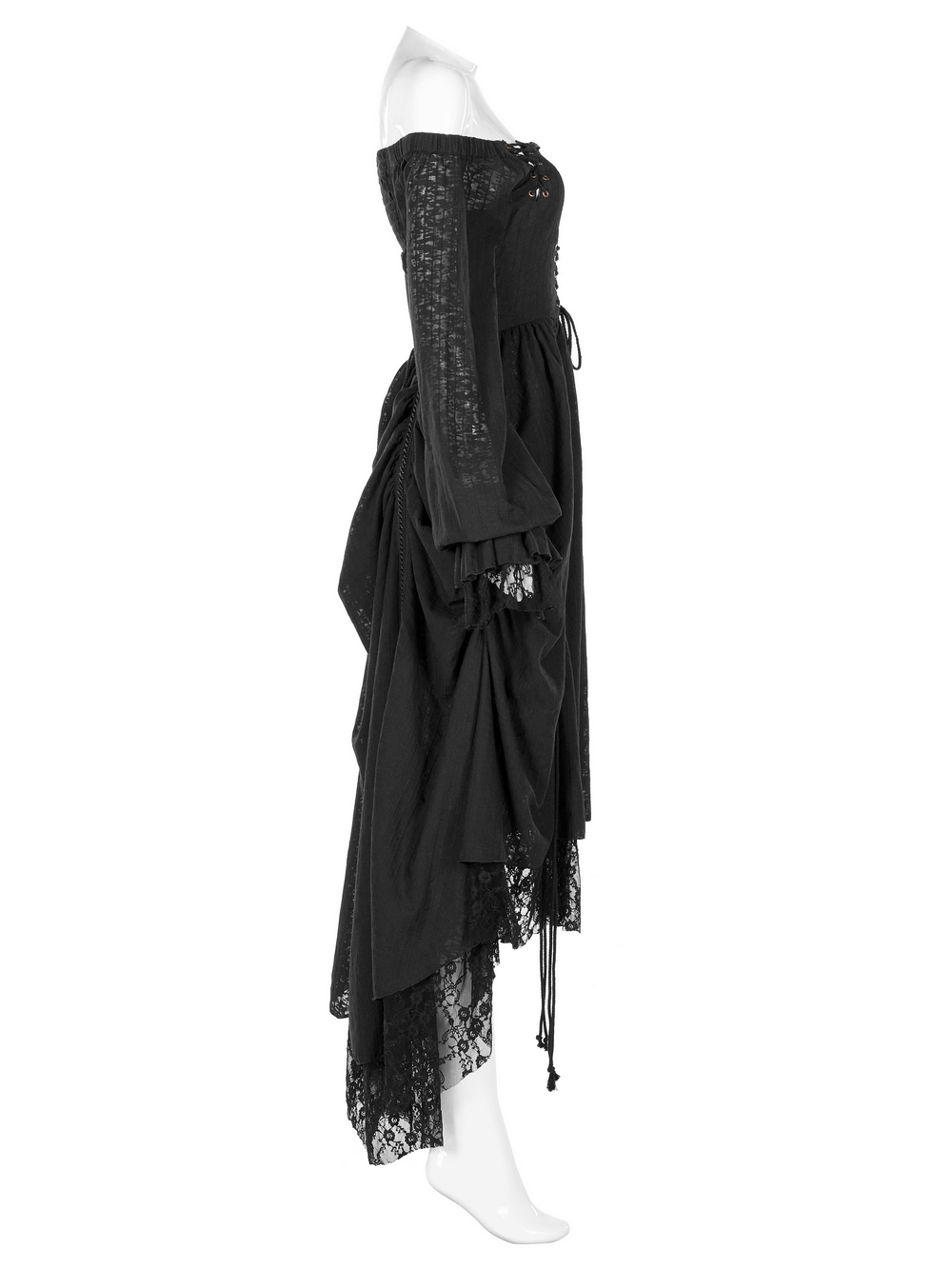 Gothic Lace Dress with Off-Shoulder and Lantern Sleeves - image 6