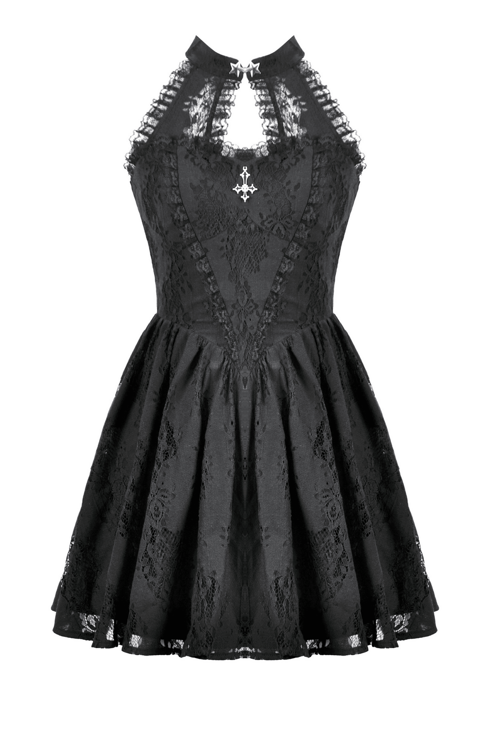 Gothic Lace Halter Dress with Keyhole Neckline - image 4
