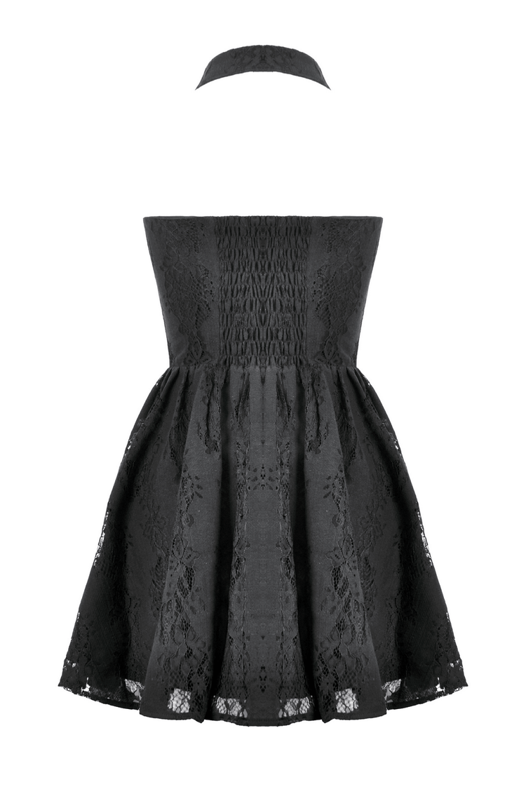 Gothic Lace Halter Dress with Keyhole Neckline - image 5