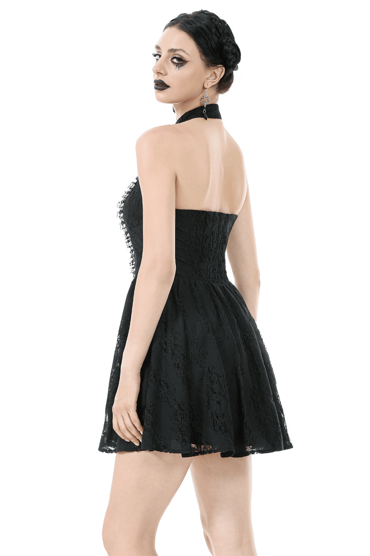 Gothic Lace Halter Dress with Keyhole Neckline - image 2