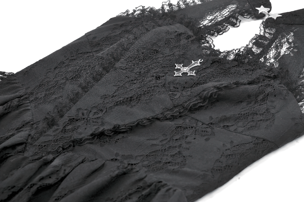 Gothic Lace Halter Dress with Keyhole Neckline - image 7