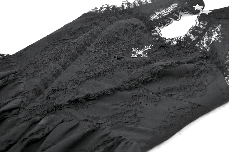 Gothic Lace Halter Dress with Keyhole Neckline - image 7