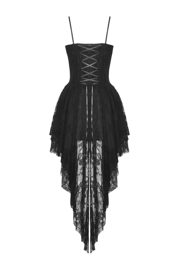 Gothic Lace High-Low Dress with Straps and Dovetail - image 5