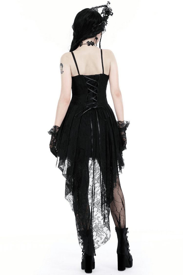 Gothic Lace High-Low Dress with Straps and Dovetail - image 2