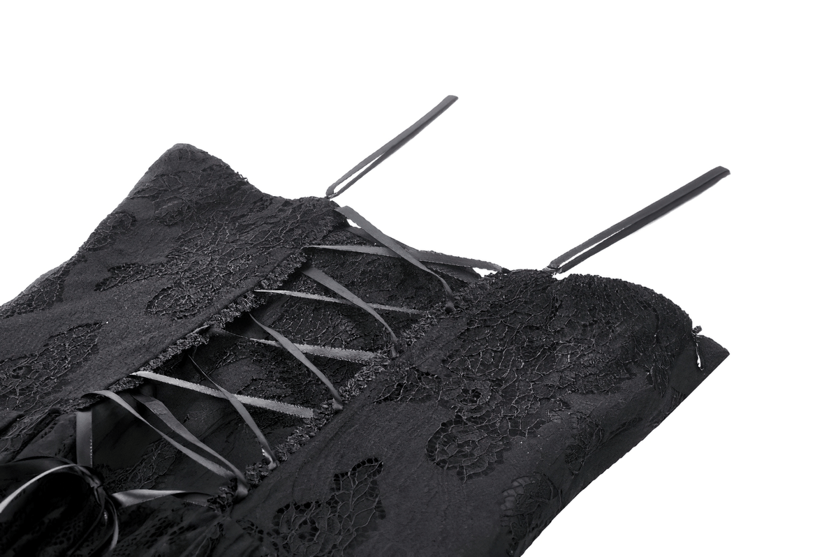 Gothic Lace High-Low Dress with Straps and Dovetail - image 7