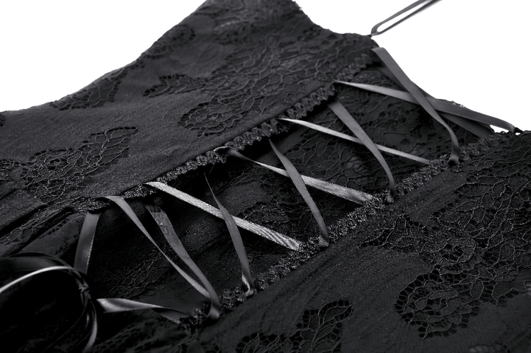 Gothic Lace High-Low Dress with Straps and Dovetail - image 8