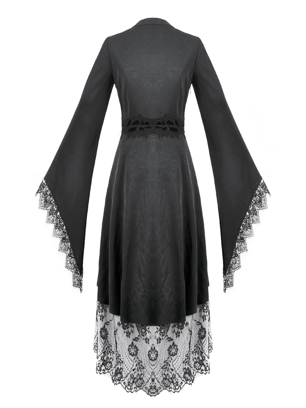 Gothic Lace Kimono Sleeved High Low Midi Dress - image 5