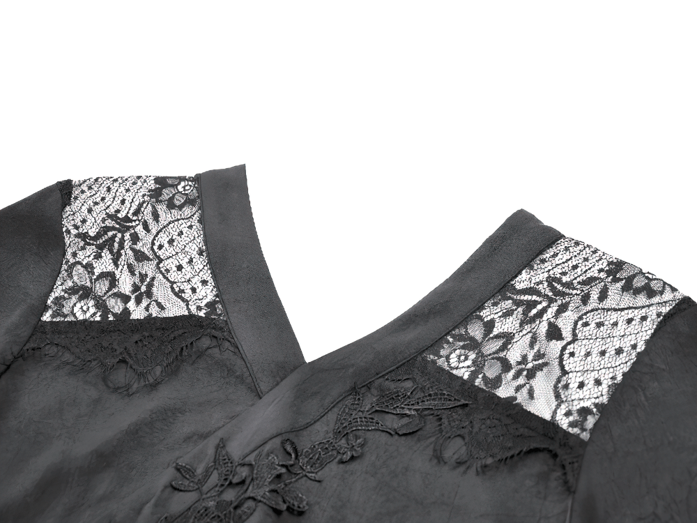 Gothic Lace Kimono Sleeved High Low Midi Dress - image 6