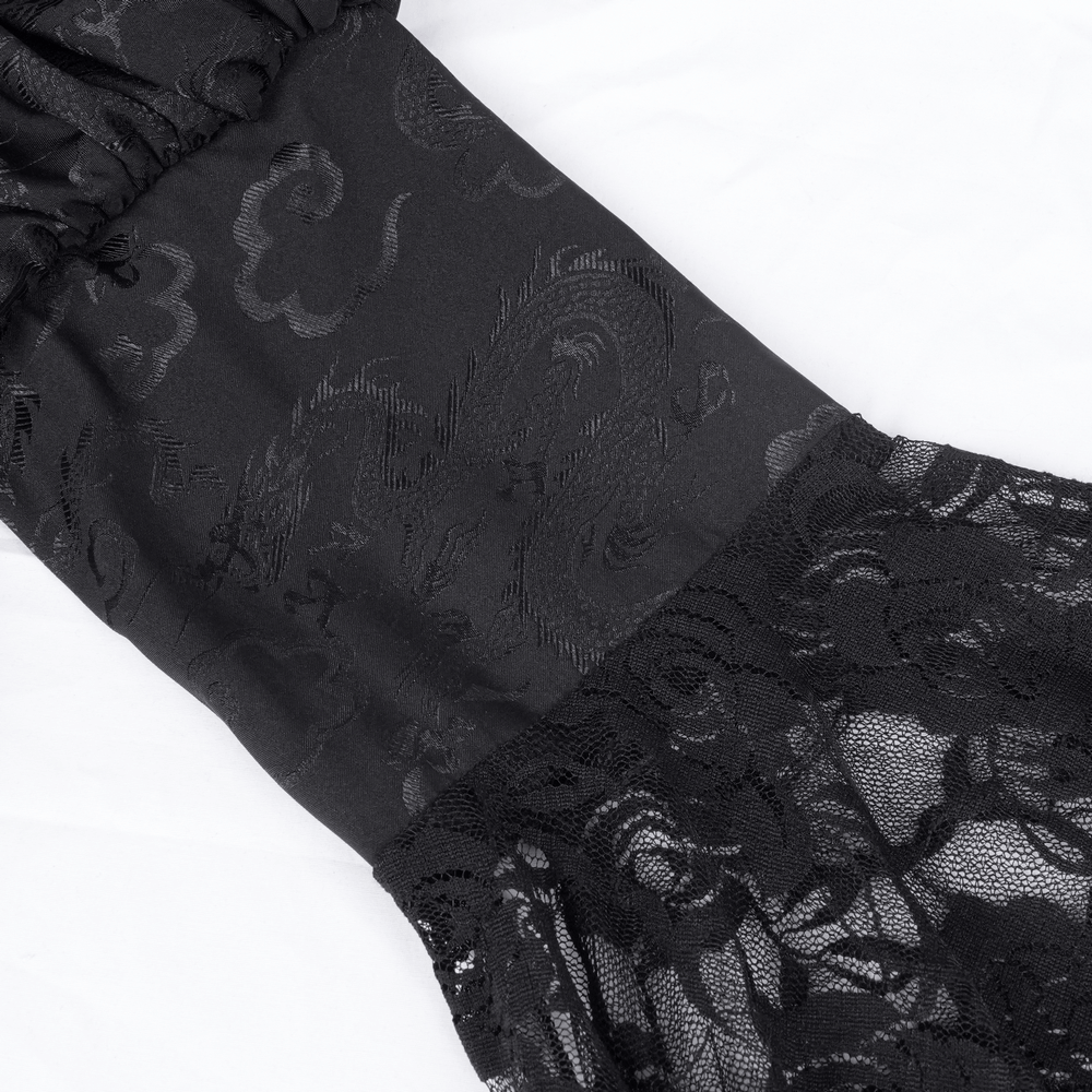 Gothic Lace-Up Asymmetrical Dress with Flared Sleeves - image 9