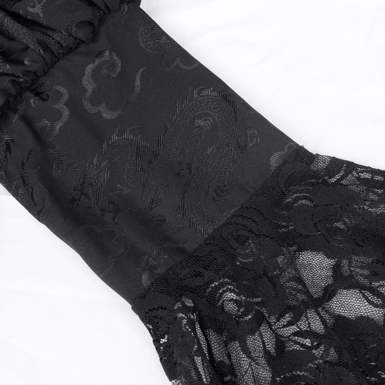 Gothic Lace-Up Asymmetrical Dress with Flared Sleeves - image 9