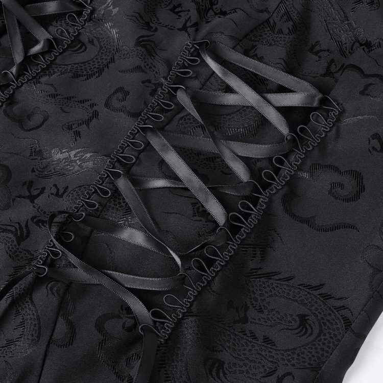 Gothic Lace-Up Asymmetrical Dress with Flared Sleeves - image 11