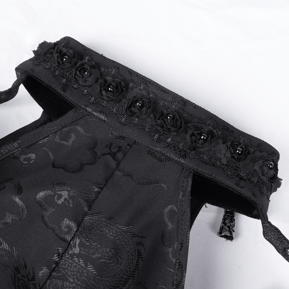 Gothic Lace-Up Asymmetrical Dress with Flared Sleeves - image 10