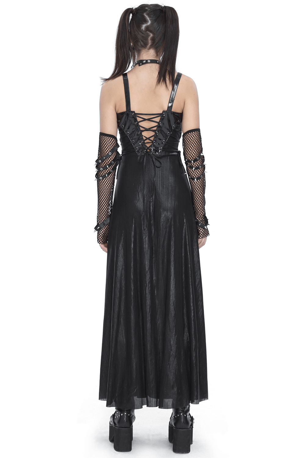 Gothic Lace-Up Back Dress with Adjustable Shoulder Straps - image 2