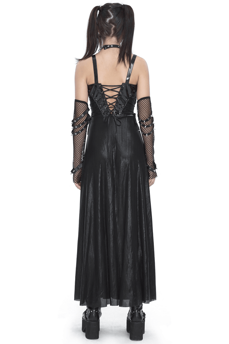 Gothic Lace-Up Back Dress with Adjustable Shoulder Straps - image 2
