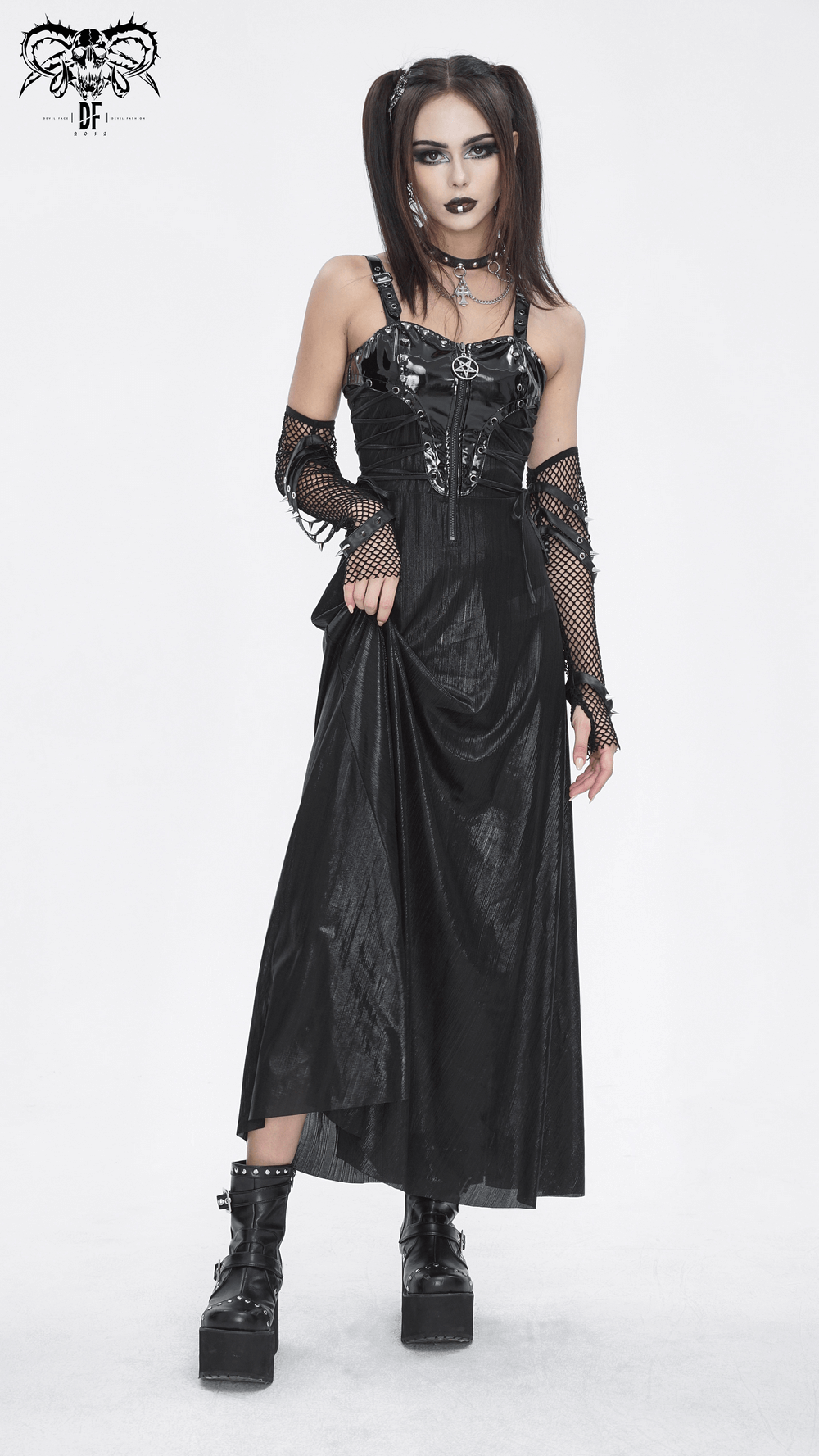 Gothic Lace-Up Back Dress with Adjustable Shoulder Straps - image 16